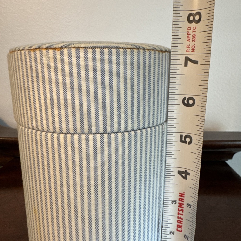 7" Vintage Tommy Hilfiger Perfume Case Cylinder Fabric Blue Stripes - Case Only - Picture 2 of 14